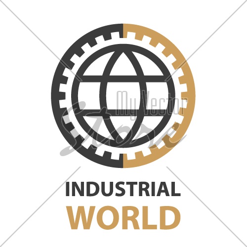 industrial gear world simple symbol vector