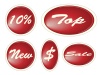 vector Set of red circle labels