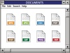 vector nostalgic window including document icons
