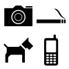 vector dog camera cigarette phone icons