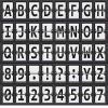 vector alphabet of black and  white mechanical panel