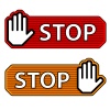 vector striped stop hand gesture labels