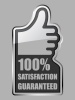 vector glass thumb up satisfaction guaranteed label