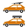 vector car with luggage roof rack icon