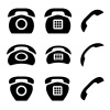 vector black old phone and receiver icons