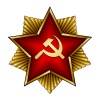 vector golden soviet badge - red star sickle and hammer