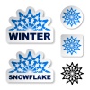 vector winter blue snowflake stickers