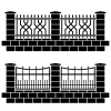 vector metal ornate fence black icons