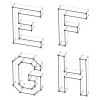 vector wireframe font alphabet letters E F G H