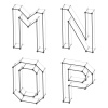 vector wireframe font alphabet letters M N O P