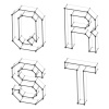 vector wireframe font alphabet letters Q R S T