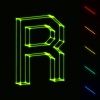 EPS10 vector glowing wireframe letter R - easy to change color