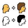 vector growth hair icons before and after