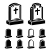 3d tombstone cross black symbol vector