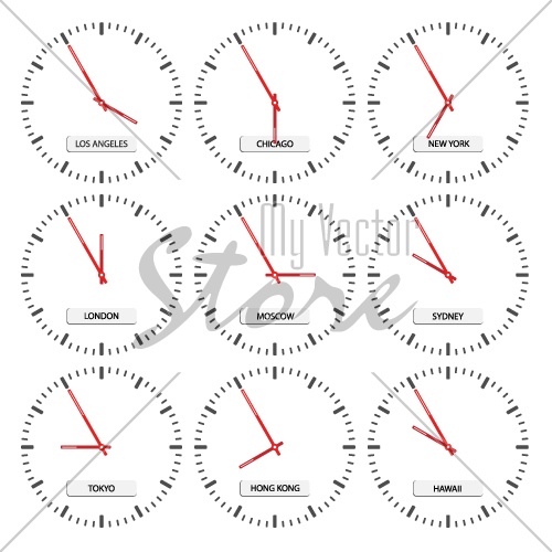 vector clock faces - timezones