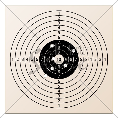 vector paper rifle target with bullet holes