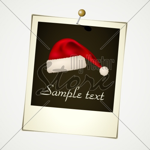 vector instant photo with christmas hat