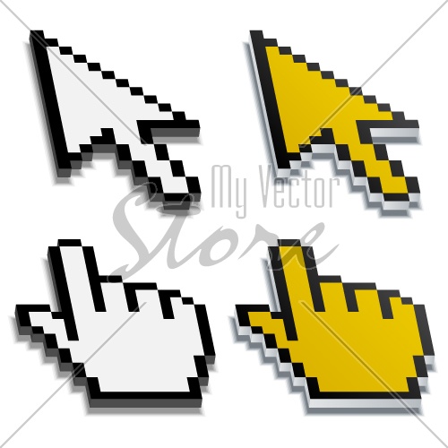 vector 3D pixel cursors with real blurred shadow