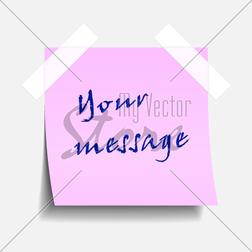 vector taped pink note paper