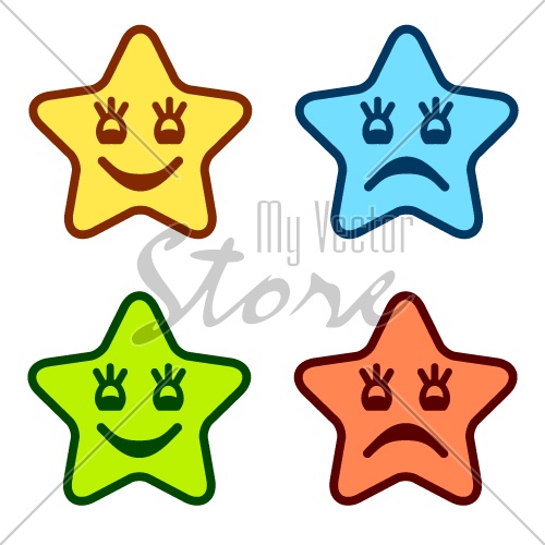 vector positive and negative faces of stars