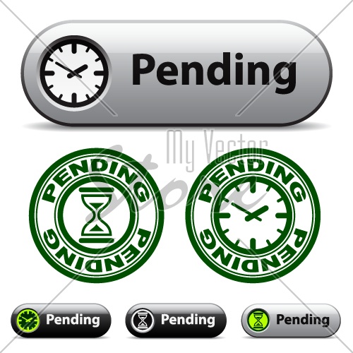 vector pending time buttons and stamps