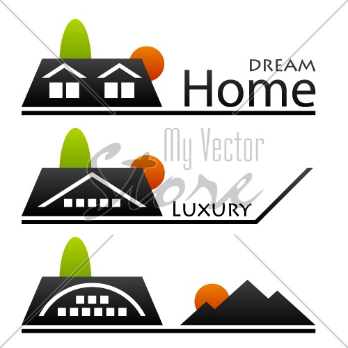 vector house roof pictograms