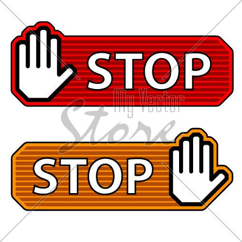 vector striped stop hand gesture labels - Illustration #2599 - My ...
