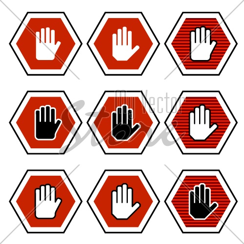 vector hand octagon stop symbols