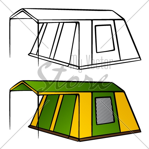 vector old family camping tent