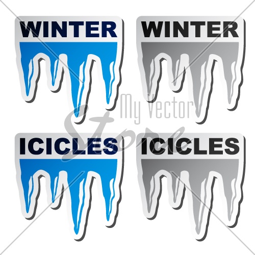 vector winter blue icicle stickers