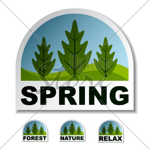 vector spring tree forest stickers