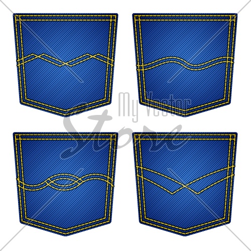 vector jeans pockets isolated
