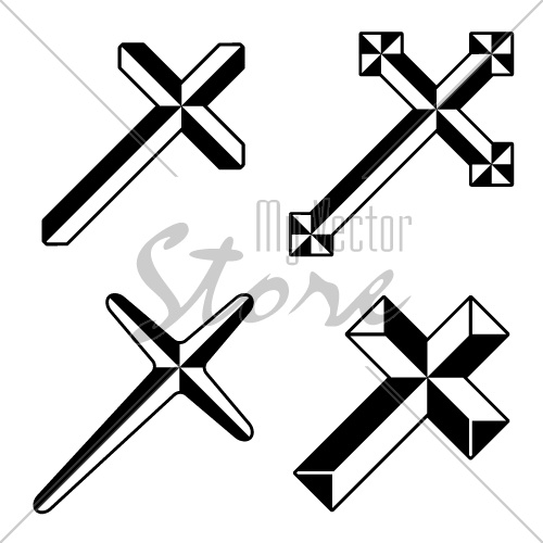 vector black christian crosses