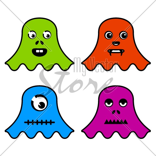 vector cute ghost monsters