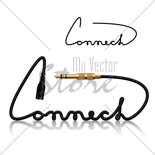 vector jack connectors connect calligraphy