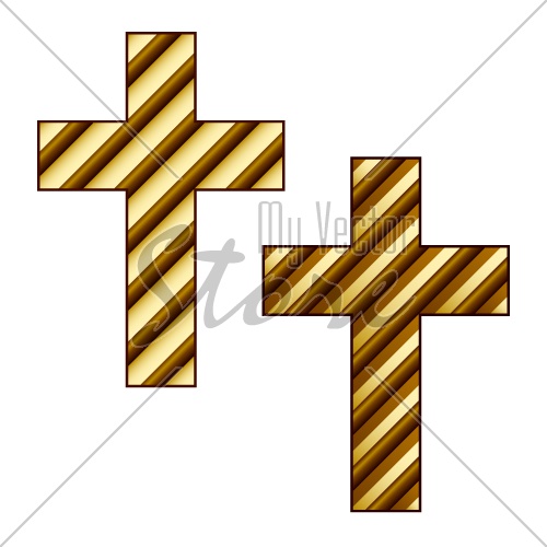 vector golden striped christian cross