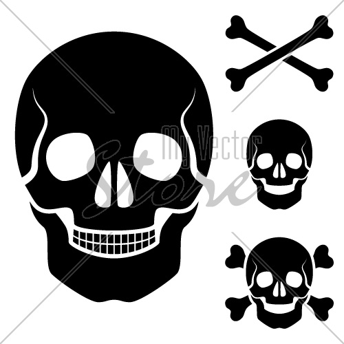 vector human skull cross bones symbol