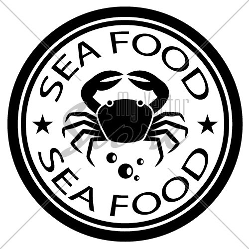 vector sea food crab stamp