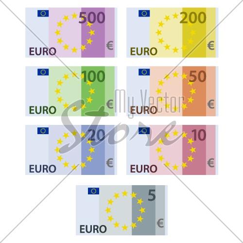 vector euro paper bill banknotes