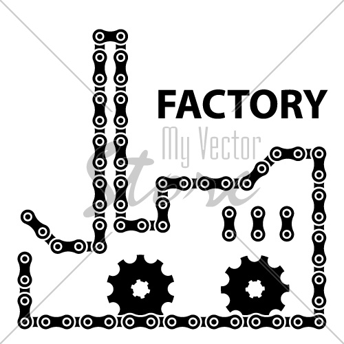 vector factory industry chain sprocket silhouette