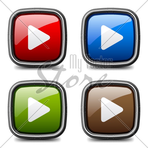 vector glossy media play buttons