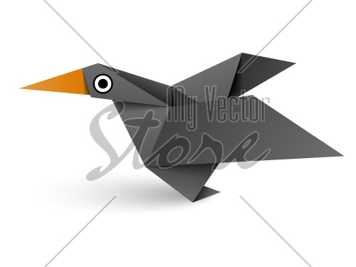 vector origami paper black bird