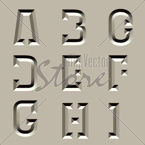 vector stone carved alphabet font - part 1