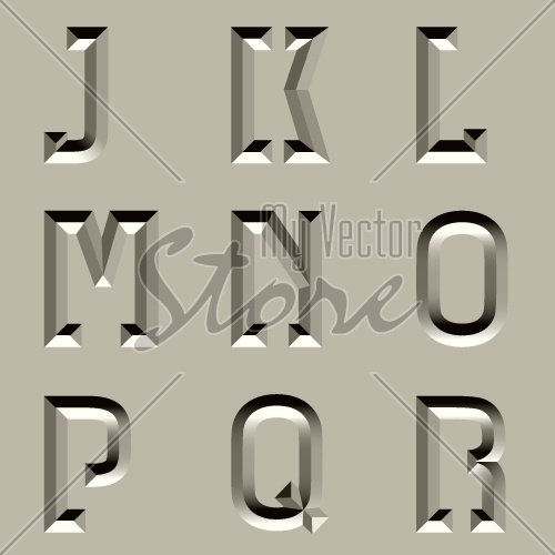 vector stone carved alphabet font - part 2
