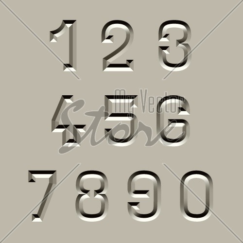 vector stone carved font numbers