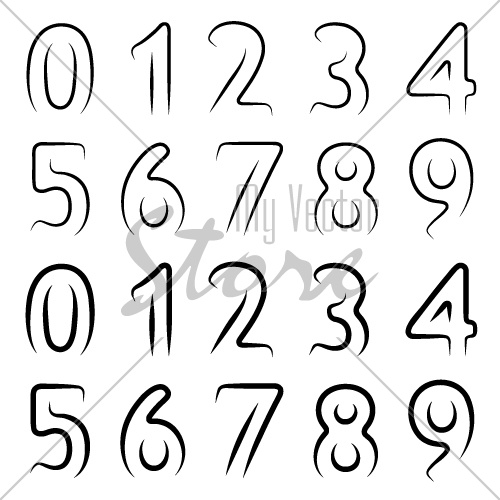 vector minimal contour numbers font