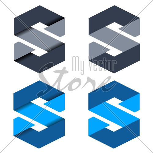 vector abstract paper letter S symbols