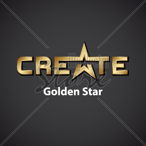 vector create golden star inscription icon