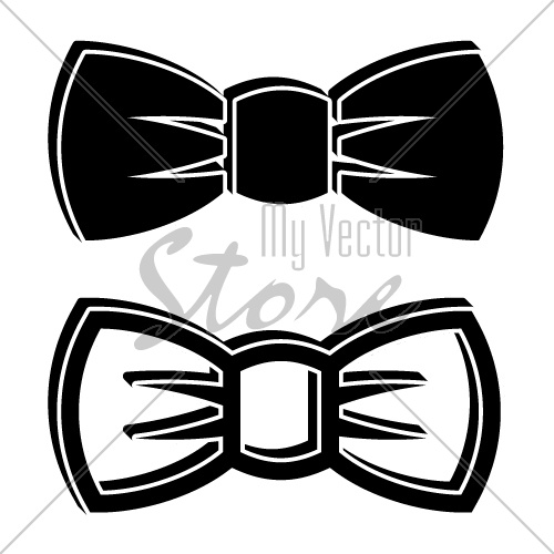 vector 3D bow tie black symbols