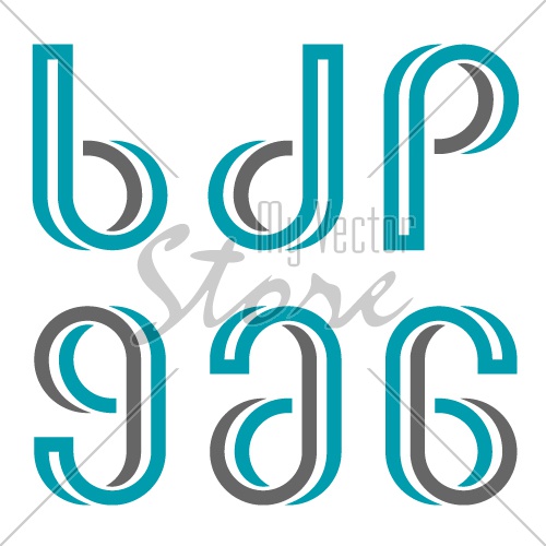 vector decorative letters b d p g a numbers 6 9